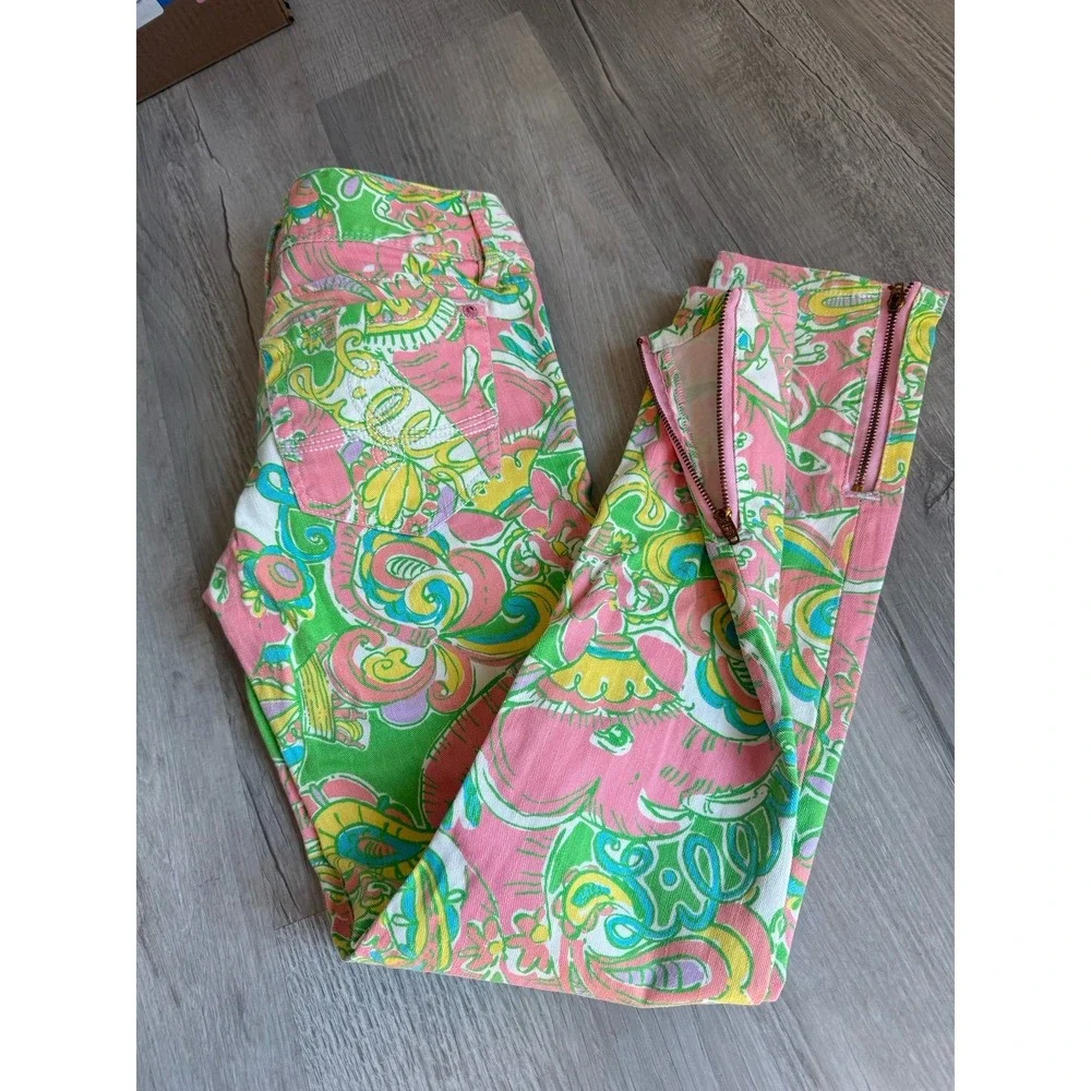 Lilly Pulitzer Worth skinny zip jeans low rise women's 0 - Picture 1 of 12
